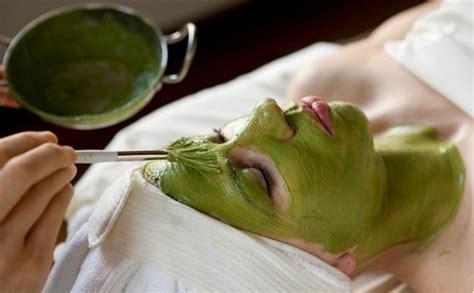 green facial mask.